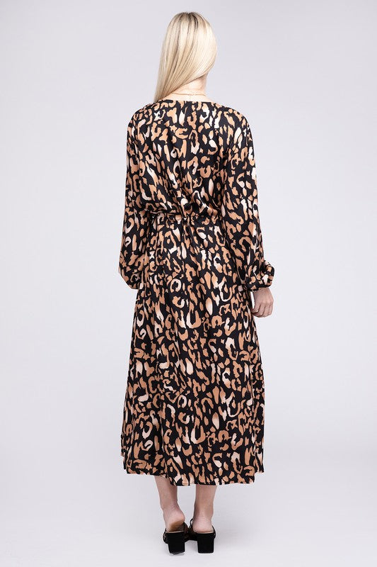 Midi Dress Leopard Print Wrap