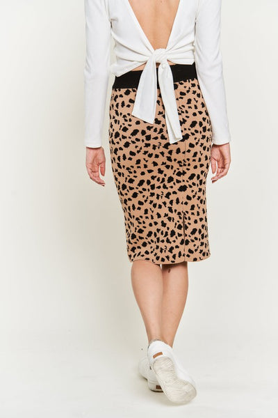 Plus Midi Skirt Sweater Animal Print