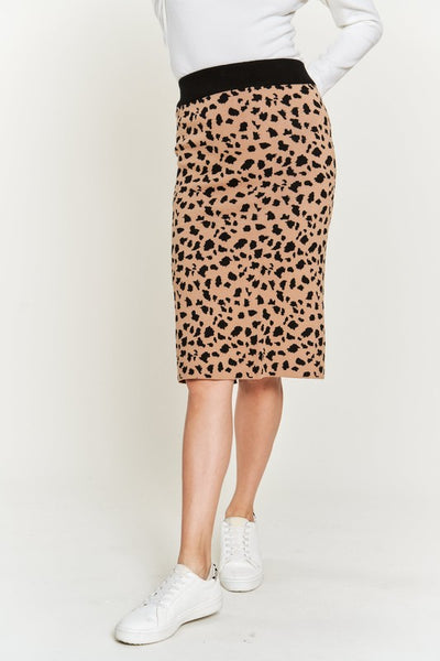 Plus Midi Skirt Sweater Animal Print