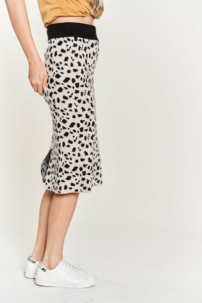 Plus Midi Skirt Sweater Animal Print