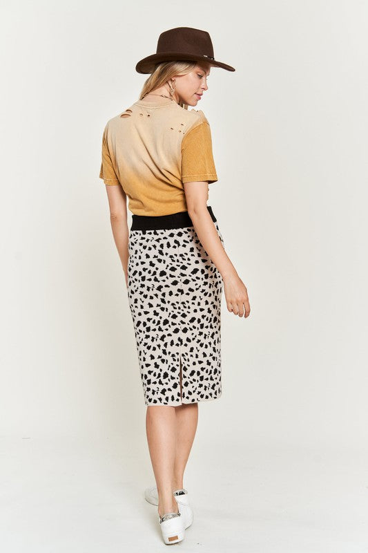 Plus Midi Skirt Sweater Animal Print