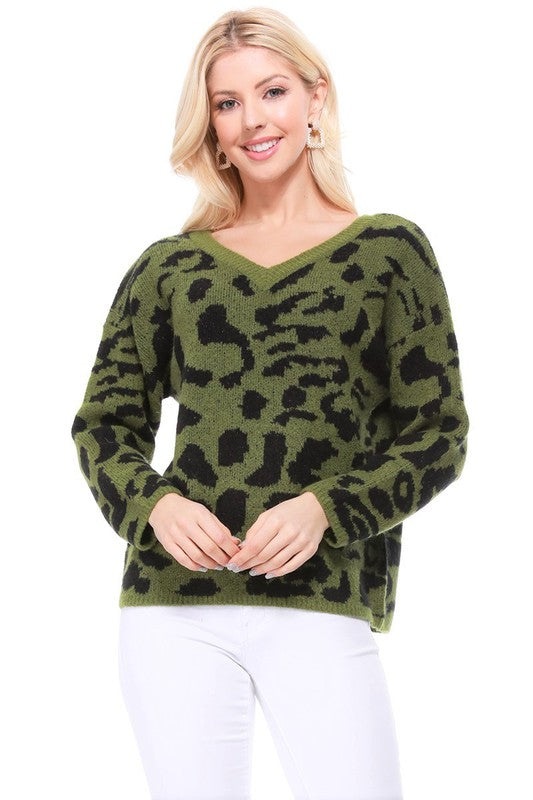 Sweater Leopard Pattern Jacquard Fabric