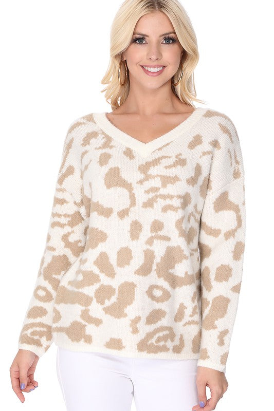 Sweater Leopard Pattern Jacquard Fabric