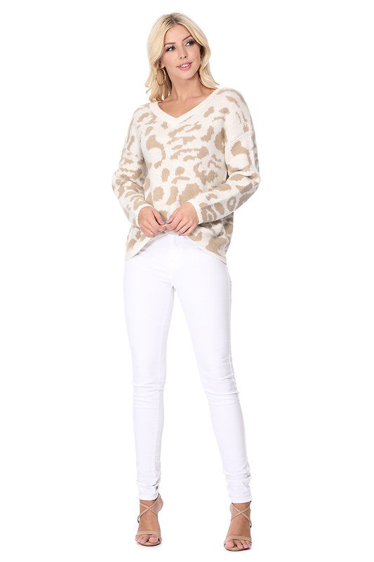 Sweater Leopard Pattern Jacquard Fabric