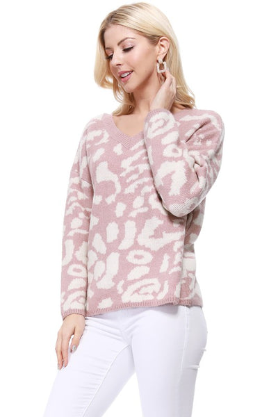 Sweater Leopard Pattern Jacquard Fabric