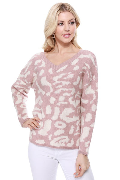 Sweater Leopard Pattern Jacquard Fabric