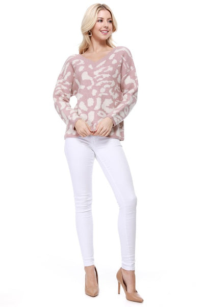 Sweater Leopard Pattern Jacquard Fabric