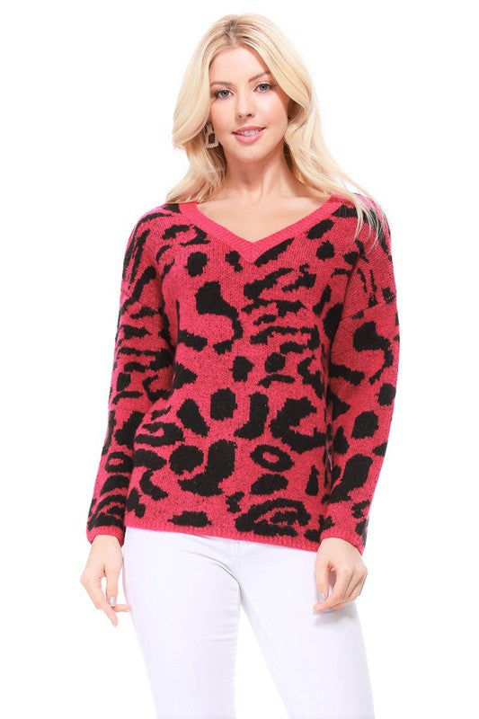 Sweater Leopard Pattern Jacquard Fabric