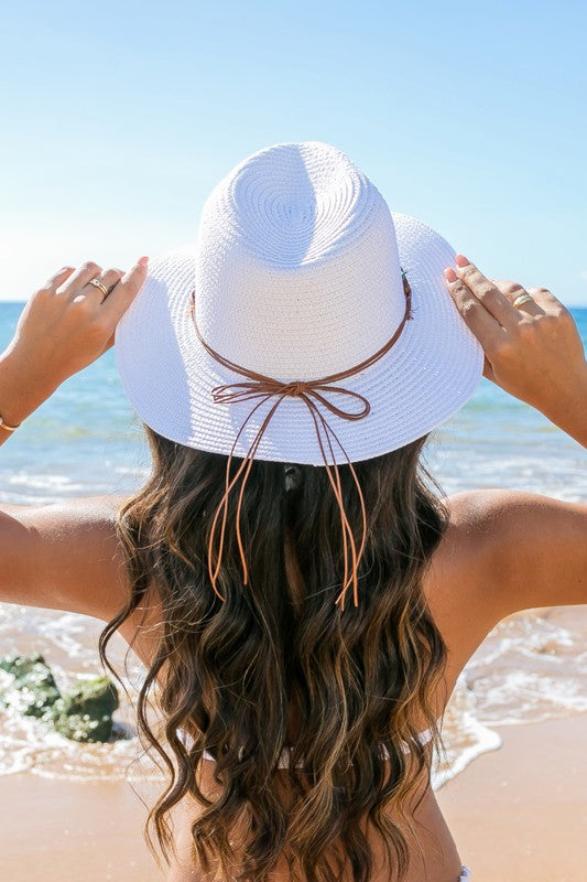 Hat Fedora Beaded Suede Tie