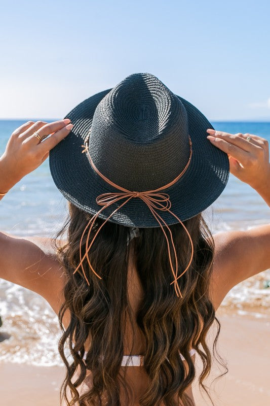 Hat Fedora Beaded Suede Tie