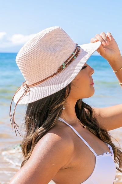 Hat Fedora Beaded Suede Tie