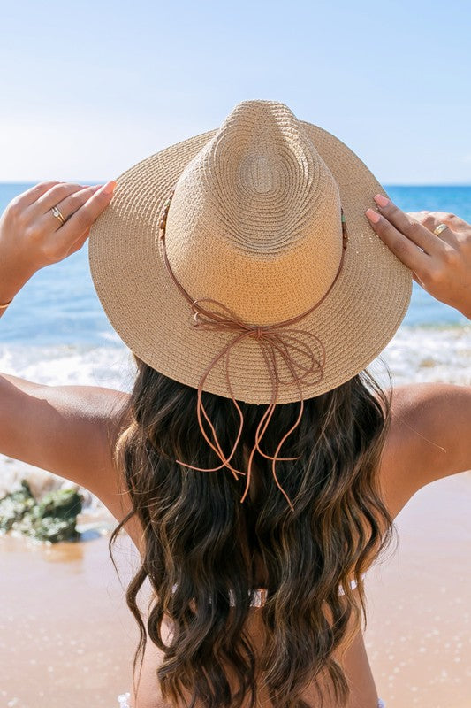 Hat Fedora Beaded Suede Tie