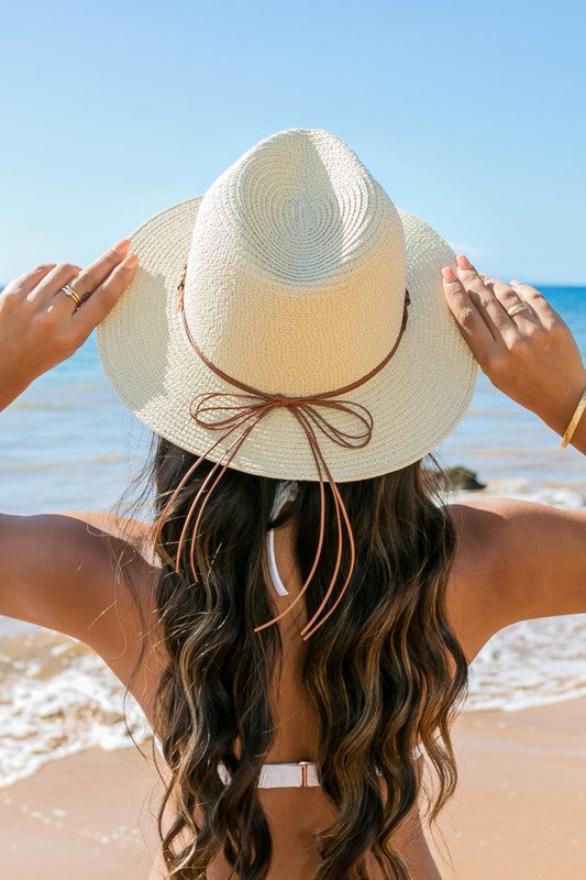 Hat Fedora Beaded Suede Tie