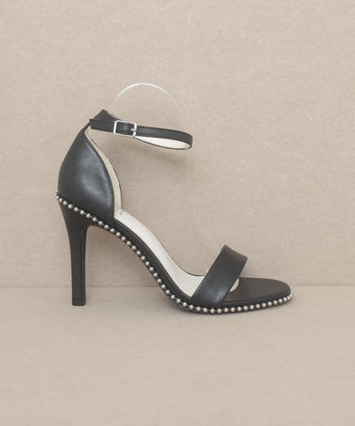 Heels Ankle Strap Metal Stud Trim