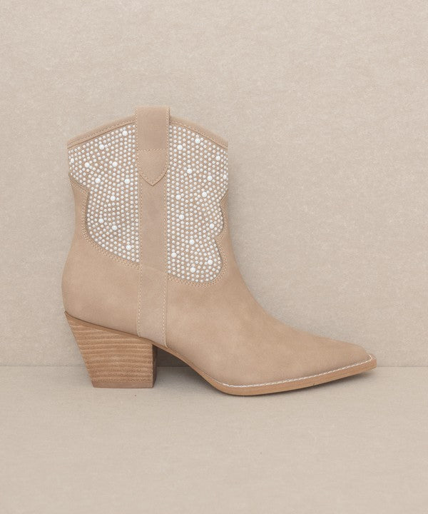 Boots Pearl Studded Western Style