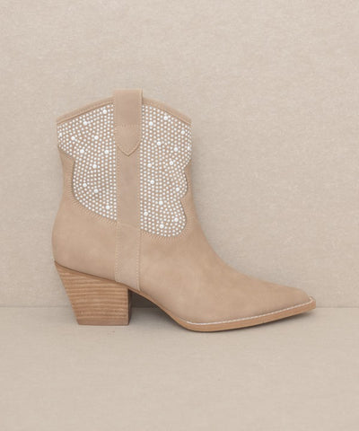 Boots Pearl Studded Western Style