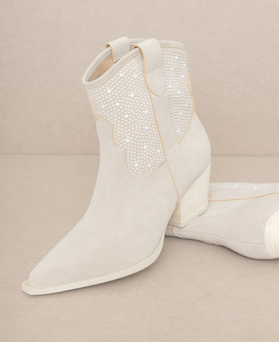 Boots Pearl Studded Western Style