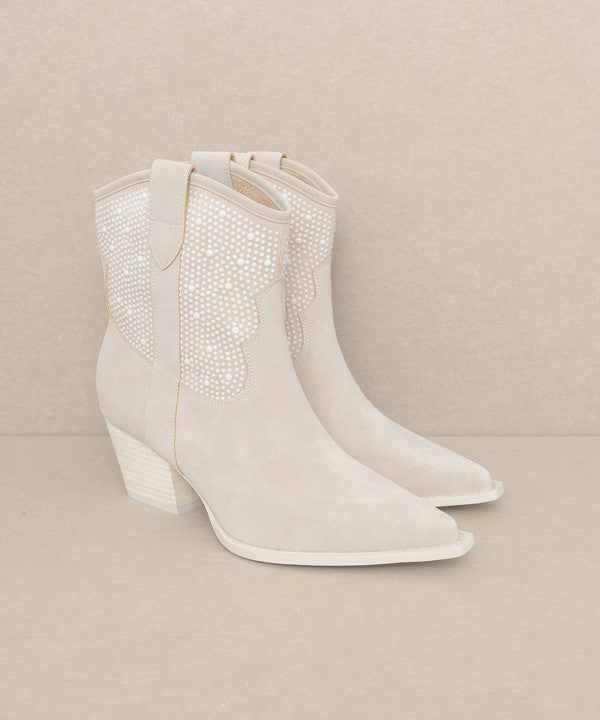 Boots Pearl Studded Western Style