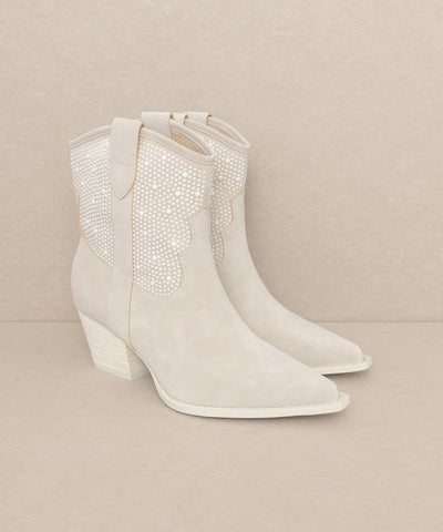 Boots Pearl Studded Western Style