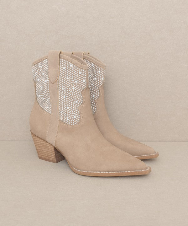 Boots Pearl Studded Western Style