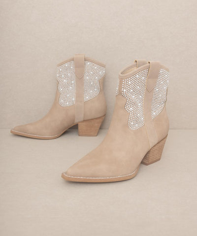 Boots Pearl Studded Western Style