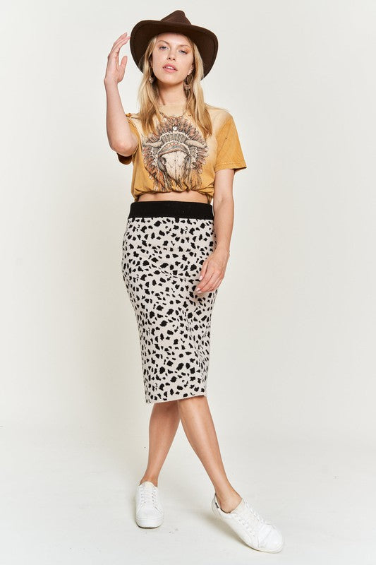 Plus Midi Skirt Sweater Animal Print