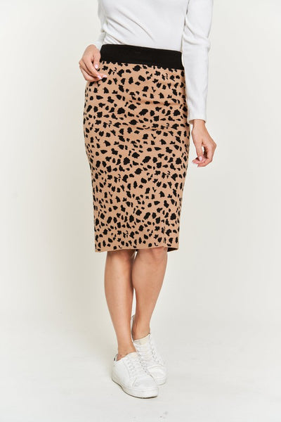 Plus Midi Skirt Sweater Animal Print