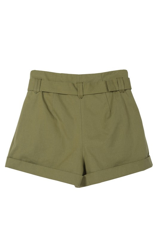 Shorts Side Pockets Belted