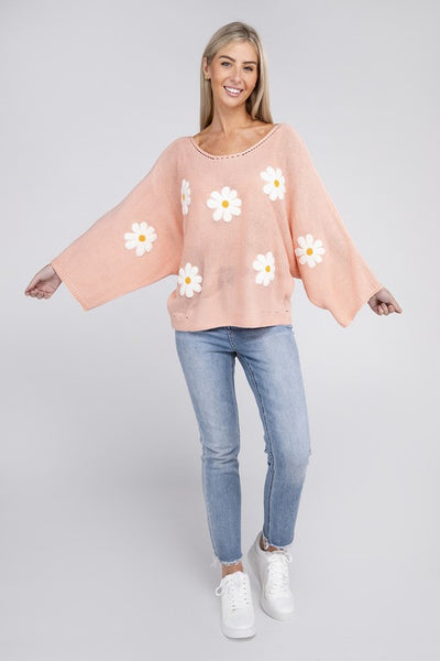 Sweater Embroidered Flower Motif