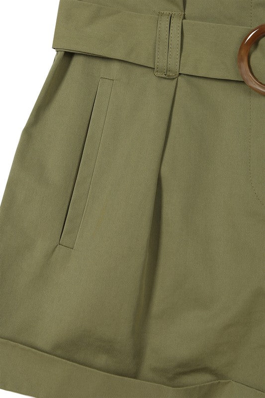 Shorts Side Pockets Belted