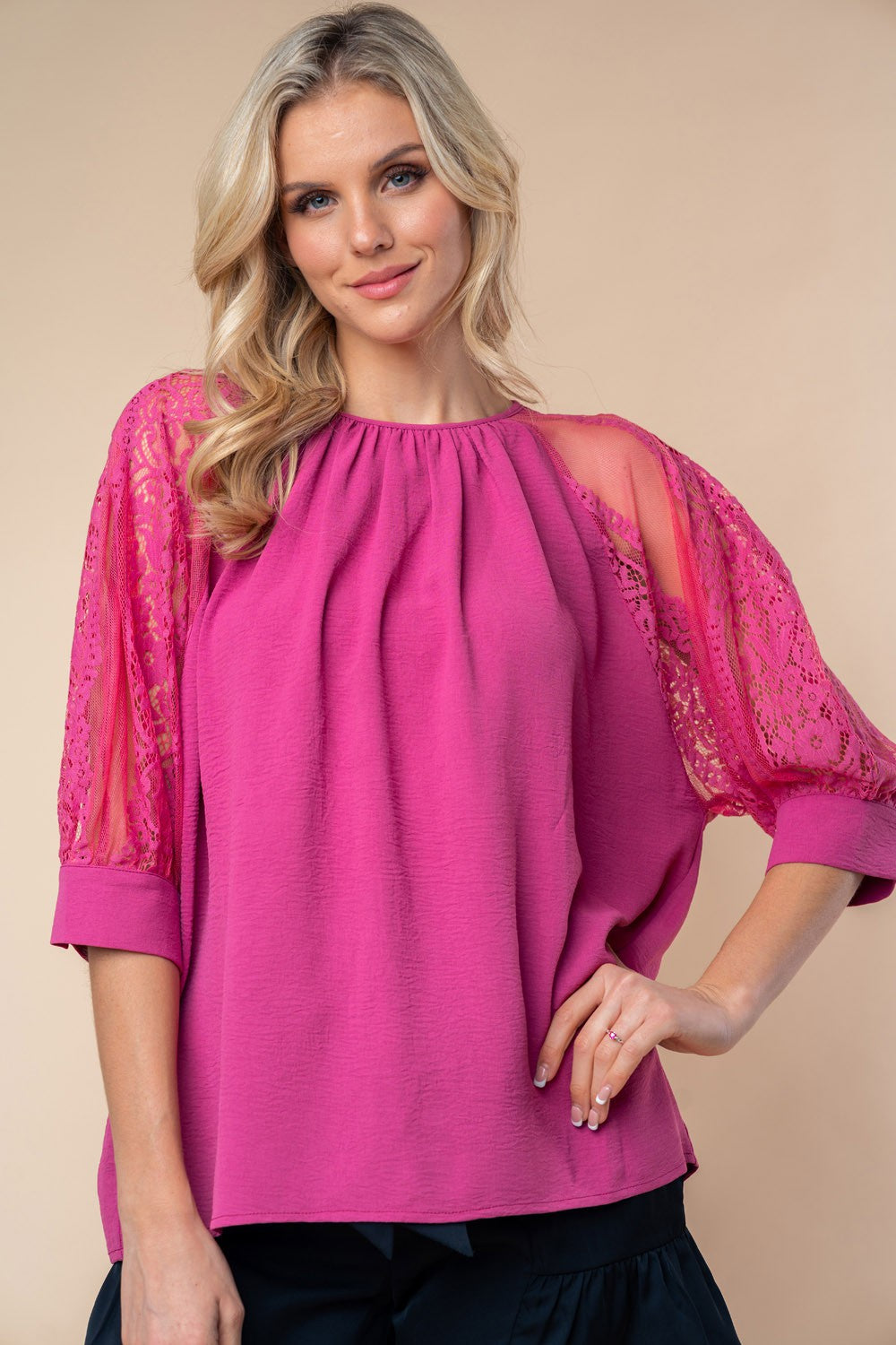 Blouse Lace Sleeves Detailing