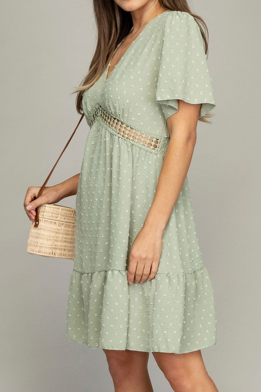 Midi Dress Lace Trim