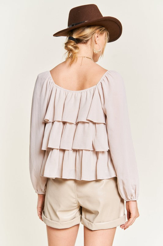 Plus Blouse Tiered Flounce Designed