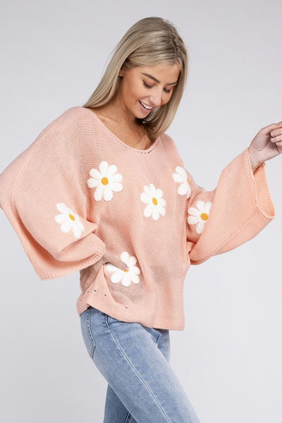 Sweater Embroidered Flower Motif