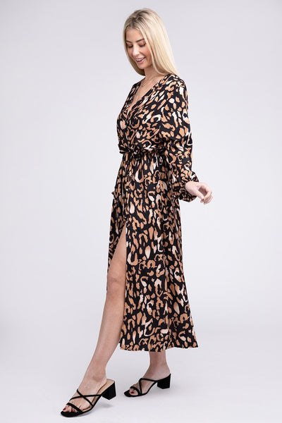 Midi Dress Leopard Print Wrap