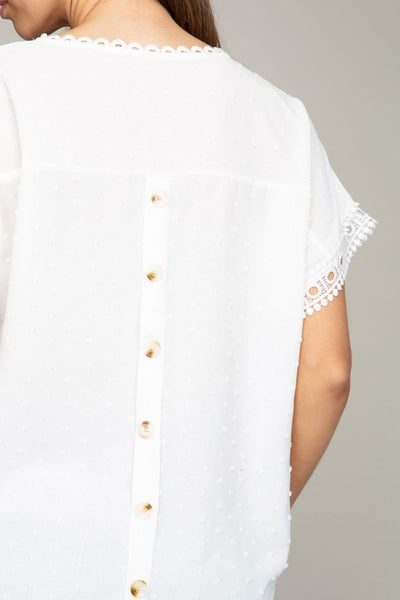 Blouse Swiss Dot Lace Trim