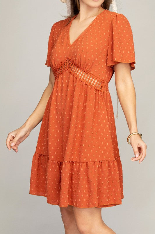 Midi Dress Lace Trim