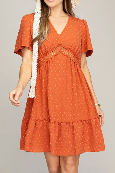 Midi Dress Lace Trim