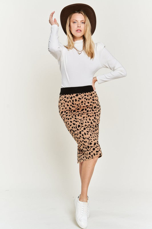 Plus Midi Skirt Sweater Animal Print