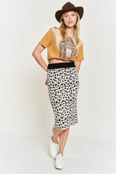 Plus Midi Skirt Sweater Animal Print