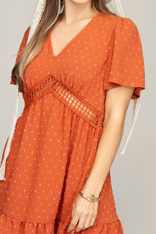 Midi Dress Lace Trim