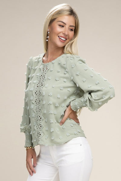 Blouse Swiss Dot Contrast Lace