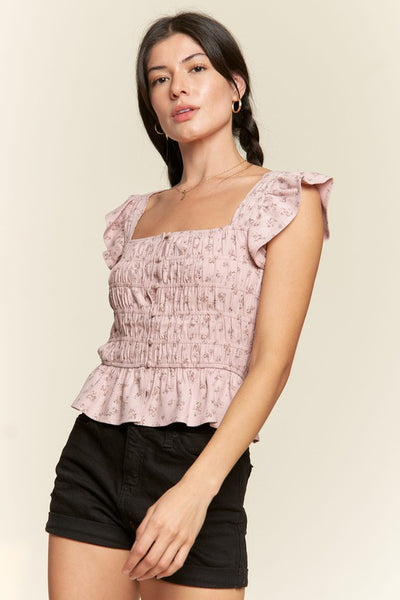 Plus Blouse Floral Print Ruffled