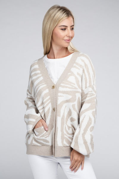 Cardigan Zebra Print