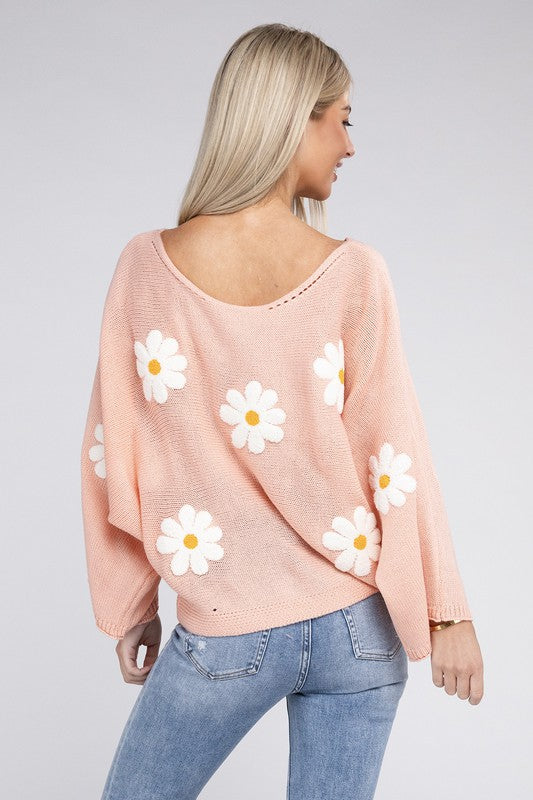 Sweater Embroidered Flower Motif