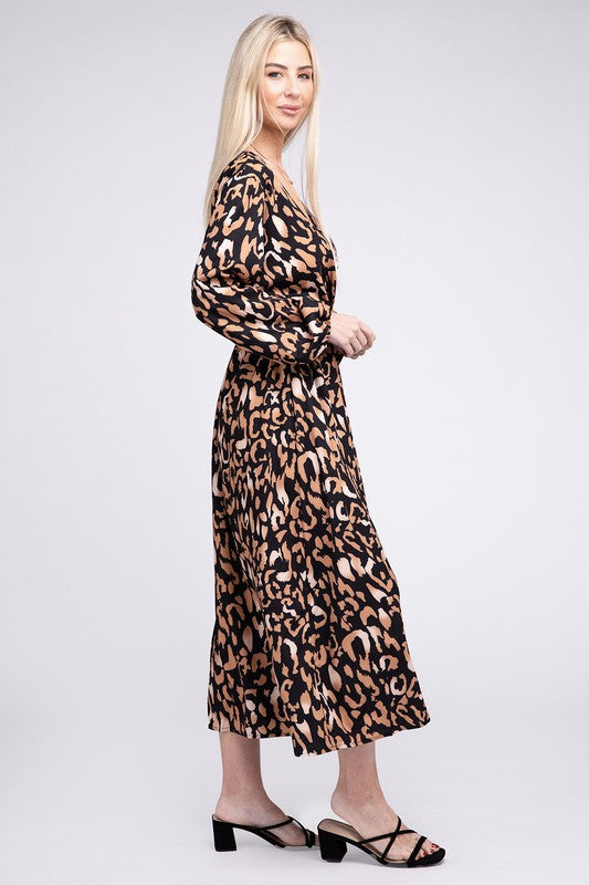 Midi Dress Leopard Print Wrap