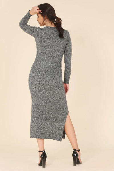 Midi Dress Sweater Side Leg Slit