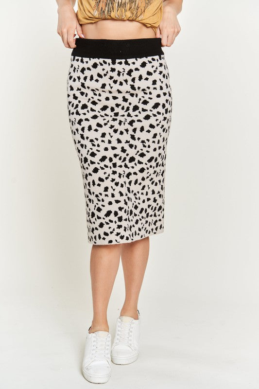 Plus Midi Skirt Sweater Animal Print