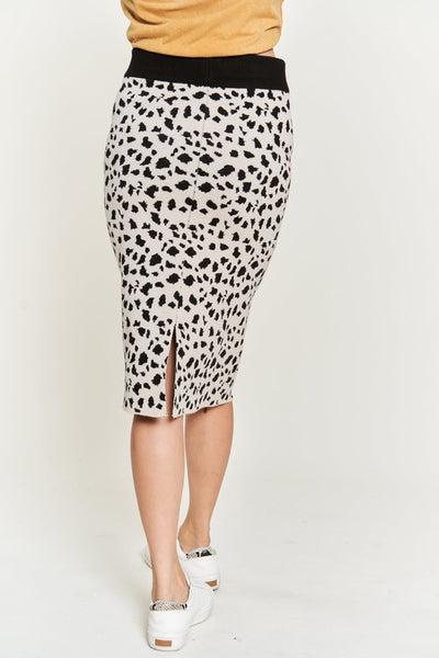 Plus Midi Skirt Sweater Animal Print