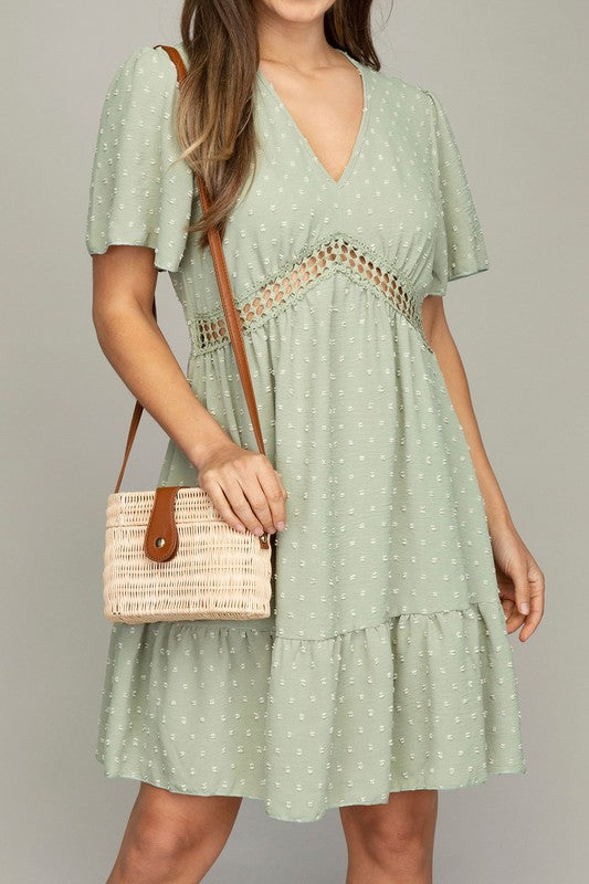 Midi Dress Lace Trim